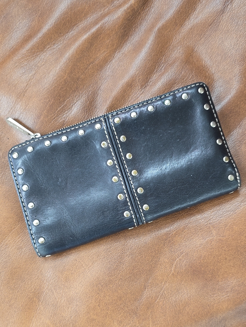 Vintage Michael Kors Studded Wallet Leather Navy Silver Coin Purse